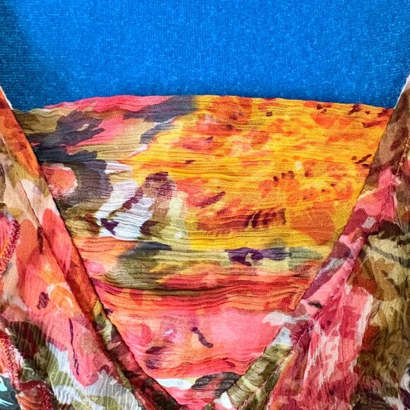 SUNDANCE Havana 100% Silk Floral Ruffled Dress V Neck Sleeveless Size 4 - Picture 11 of 16